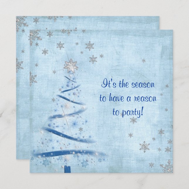 Christmas party with silver snowflakes invitation (Front/Back)