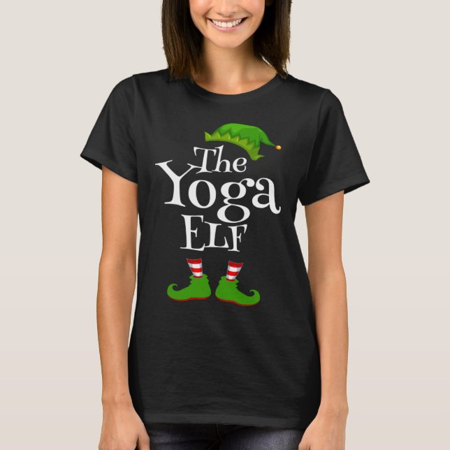 Christmas Party Yoga Elf Graphic T-Shirt (Front)