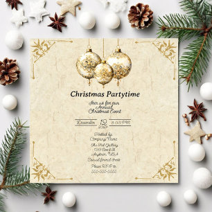 Christmas Partytime Formal Invitation Gold