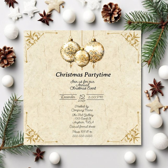 Christmas Partytime Formal Invitation Gold (Creator Uploaded)