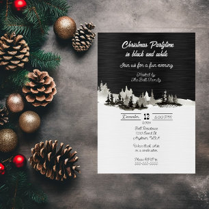 Christmas Partytime in Black & White Invitation
