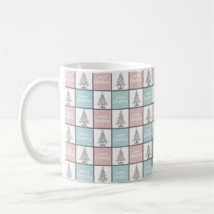 Christmas Pastel Blue and Pink Modern Pattern Coffee Mug
