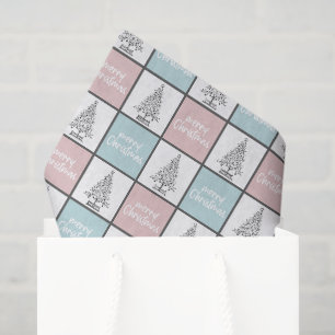 Christmas Pastel Blue and Pink Modern Pattern Tissue Paper