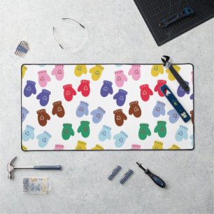 Christmas Pastel Cosy Winter Gloves Desk Mat