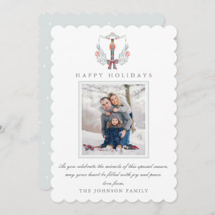 Christmas Pastel Light Blue Nutcracker Photo Holiday Card