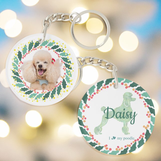 Christmas pastel Mint poodle keychain Custom Photo (Creator Uploaded)