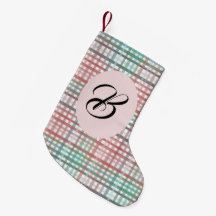 Christmas pastel pink plaid. Custom with the name.