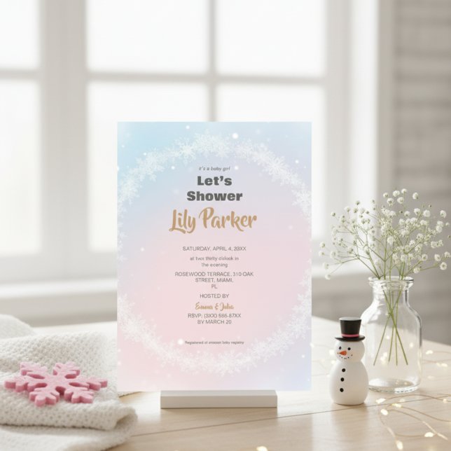 Christmas Pastel Winter Snowflake Baby Shower Invitation (Creator Uploaded)