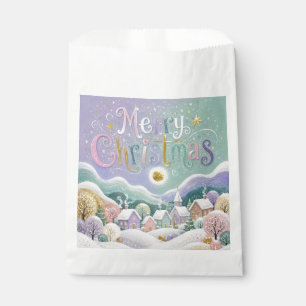 Christmas Pastel Winter Village Snow Houses Favour Bag
