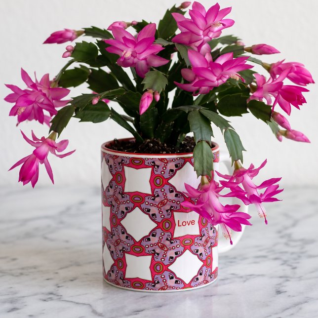 Christmas Patch Pattern From Love Two-Tone Coffee Mug (A small Christmas Cactus plant )