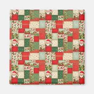 Christmas Patchwork in Red and Green Magnet