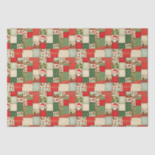 Christmas Patchwork in Red and Green Tissue Paper