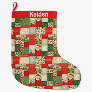 Christmas Patchwork Large Christmas Stocking