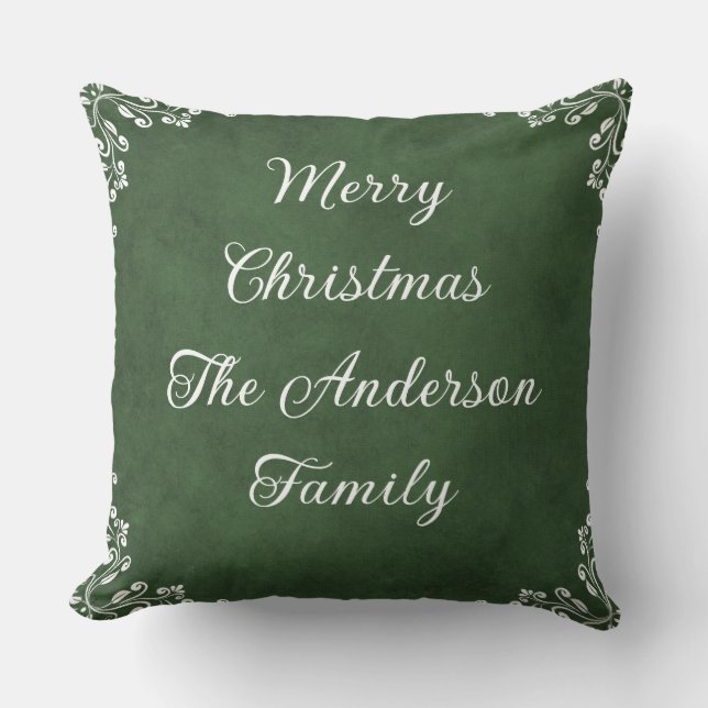  Christmas Patchwork Personalised Family Name Cushion (Front)