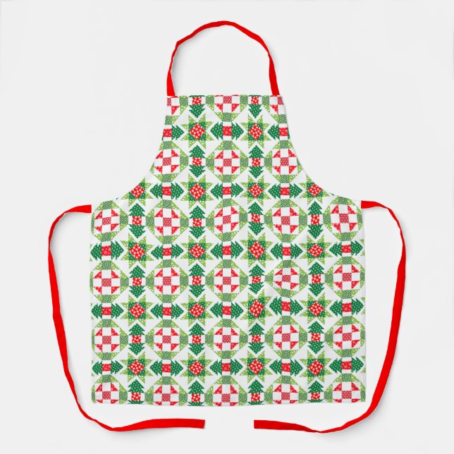 Christmas patchwork quilt holiday apron  (Front)