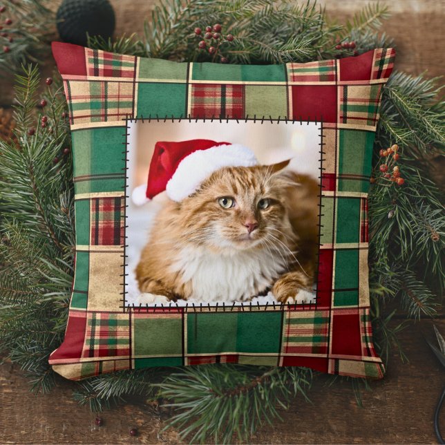 Christmas Patchwork Quilt Pet Family Custom Photo  Cushion (Creator Uploaded)