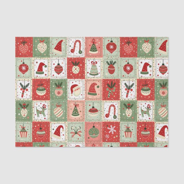 Christmas Patchwork Quilt Tissue Paper (Front)
