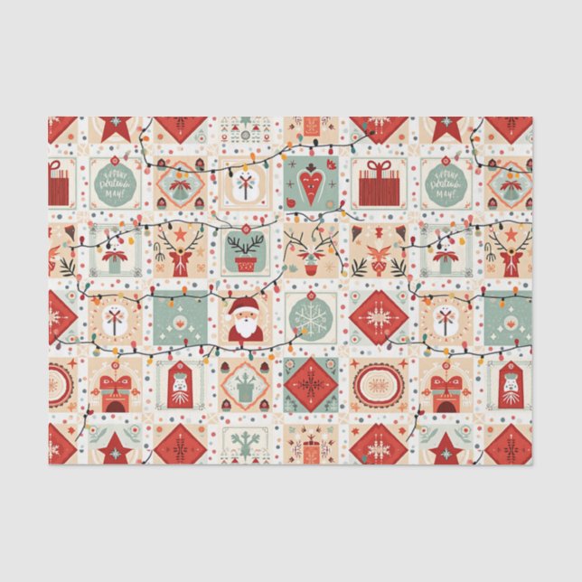 Christmas Patchwork Quilt Tissue Paper (Front)