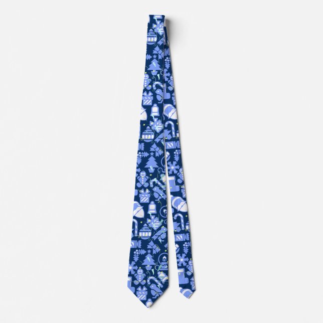 Christmas pattern 07.nbg D Blue BG Tie (Front)