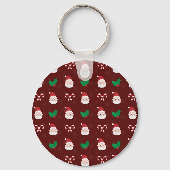 Christmas Pattern Aluminium Circle Keychain (Front)