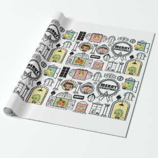 Christmas Pattern Animal Window Design Wrapping Paper