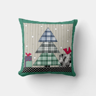 Christmas pattern, applique, new year, christmas cushion