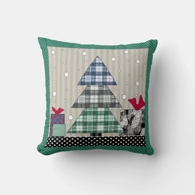 Christmas pattern, applique, new year, christmas cushion (Front)