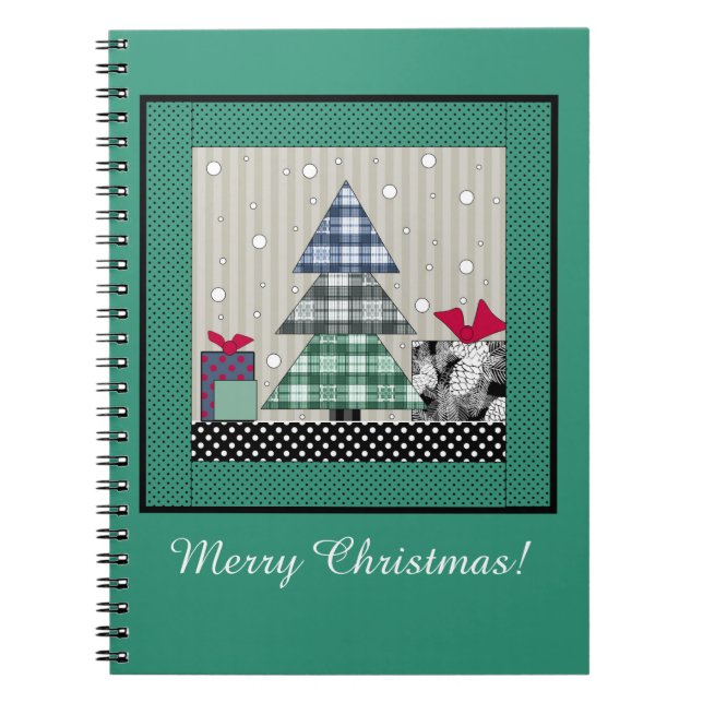 Christmas pattern, applique, new year, christmas   notebook (Front)