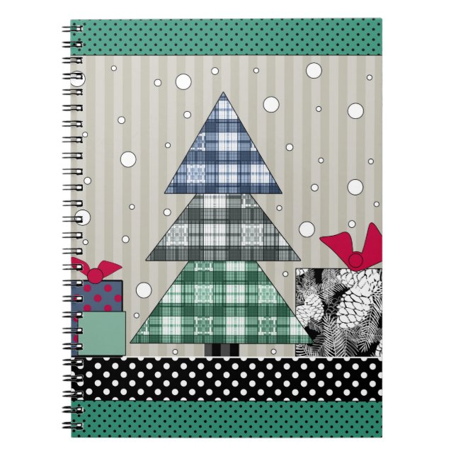 Christmas pattern, applique, new year, christmas  notebook (Front)