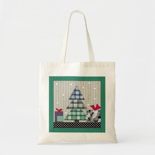 Christmas pattern, applique, new year, christmas tote bag