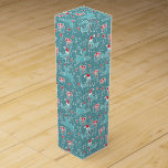 Christmas pattern aqua red bird reindeer wine box<br><div class="desc">Reindeer prancing over gifts and robin Christmas singing birds musical Christmas pattern wine gift box in shades of aqua teal green blue and red and white. Ideal to give the gift of wine to friends,  family or business clients. Art and pattern design by Sarah Trett.</div>