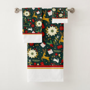Christmas pattern bath towel set