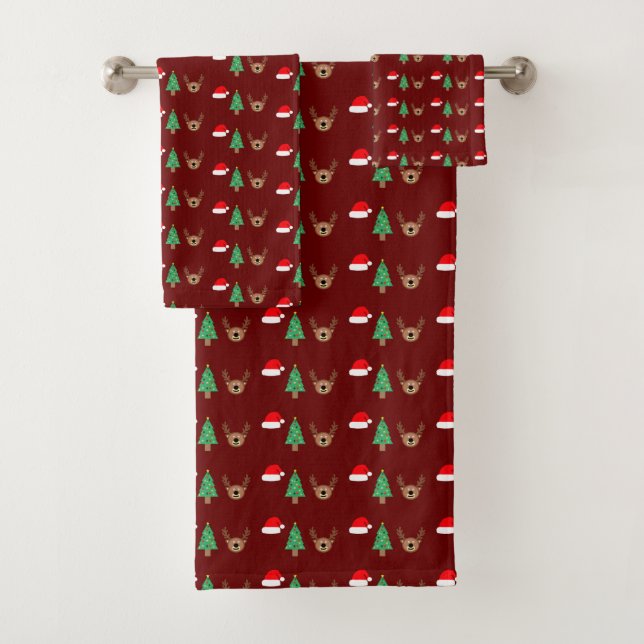 Christmas Pattern Bath Towel Set (Insitu)