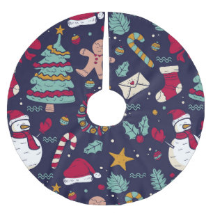 Christmas Pattern Brushed Polyester Tree Skirt