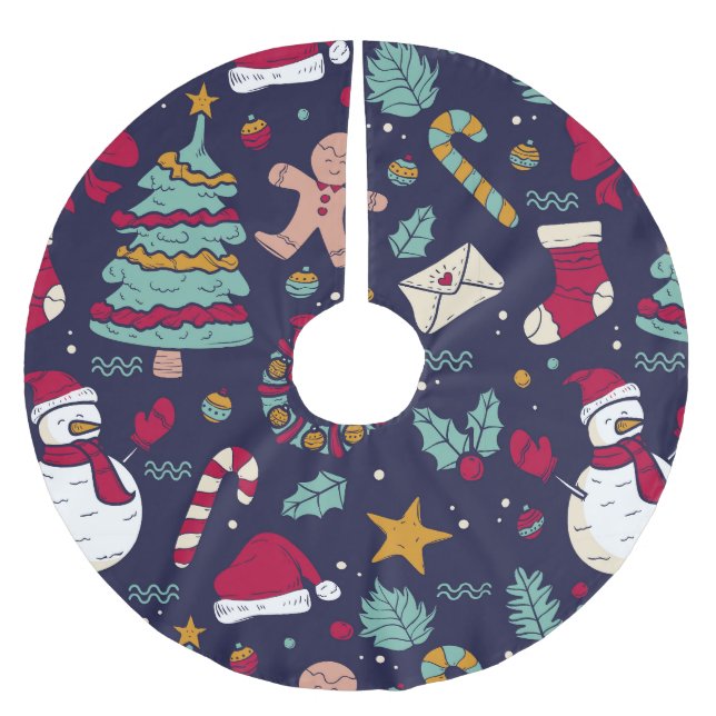 Christmas Pattern Brushed Polyester Tree Skirt (Front)