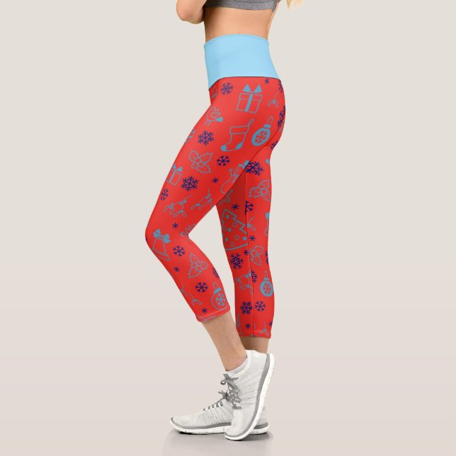 Christmas Pattern Capri Leggings (Left)