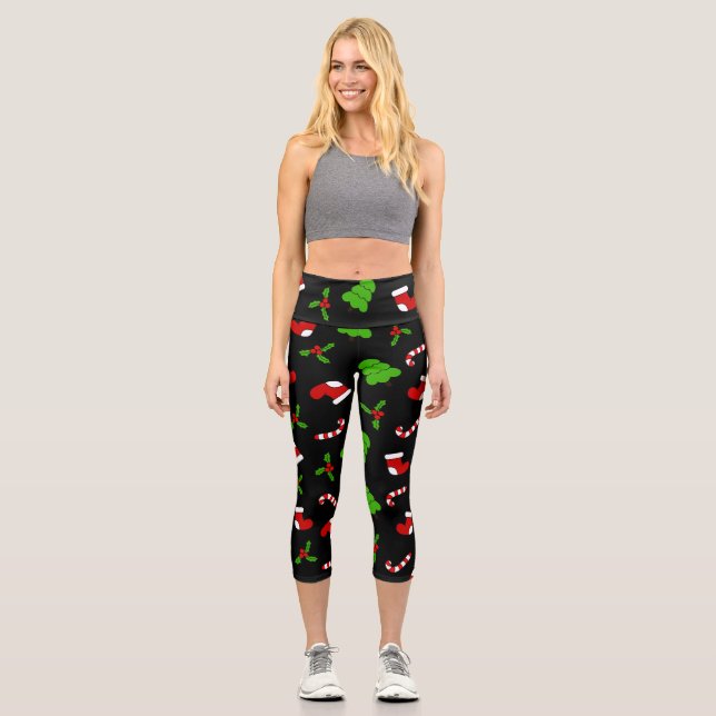 Christmas Pattern Capri Leggings (Front)