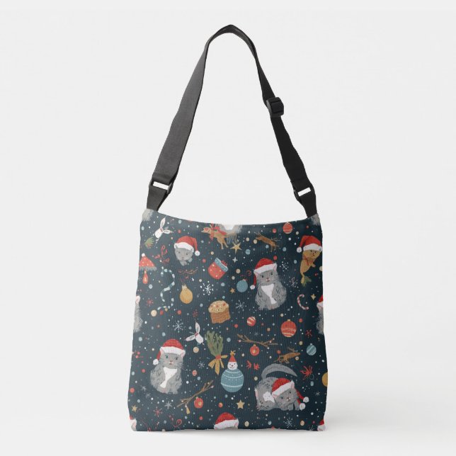 Christmas Pattern Cats Crossbody Bag (Front)