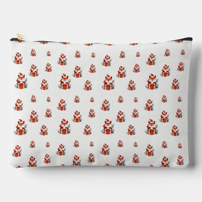 Christmas pattern - Cute red fox seamless pattern Accessory Pouch (Front)