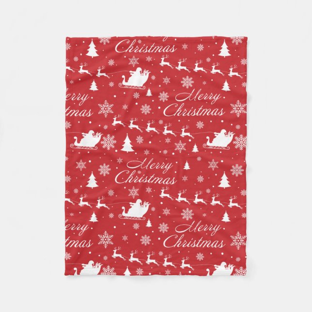 Christmas pattern fleece blanket (Front)