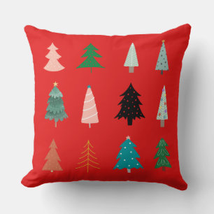 Christmas pattern green blue pink and red classic cushion