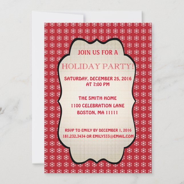 Christmas Pattern Holiday Snowflake Party Invitation (Front)