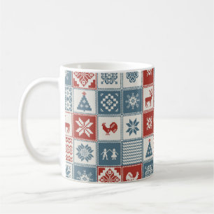 Christmas pattern in patchwork style. Traditional  Coffee Mug