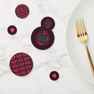 Christmas pattern in red and pink confetti