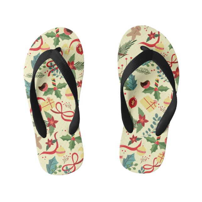 Christmas Pattern Kid's Thongs (Footbed)