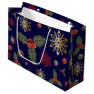 Christmas Pattern Navy Large Gift Bag
