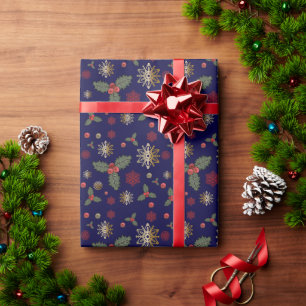 Christmas Pattern Navy Wrapping Paper