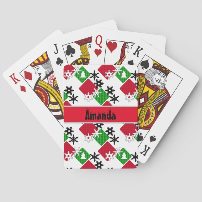 Christmas pattern, new year, Christmas, patchwork Playing Cards (Back)