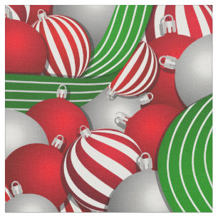 Christmas pattern of red and striped balls fabric