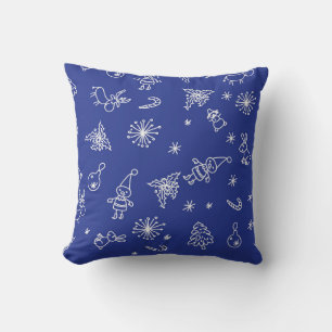 christmas pattern on blue and red background, dood cushion